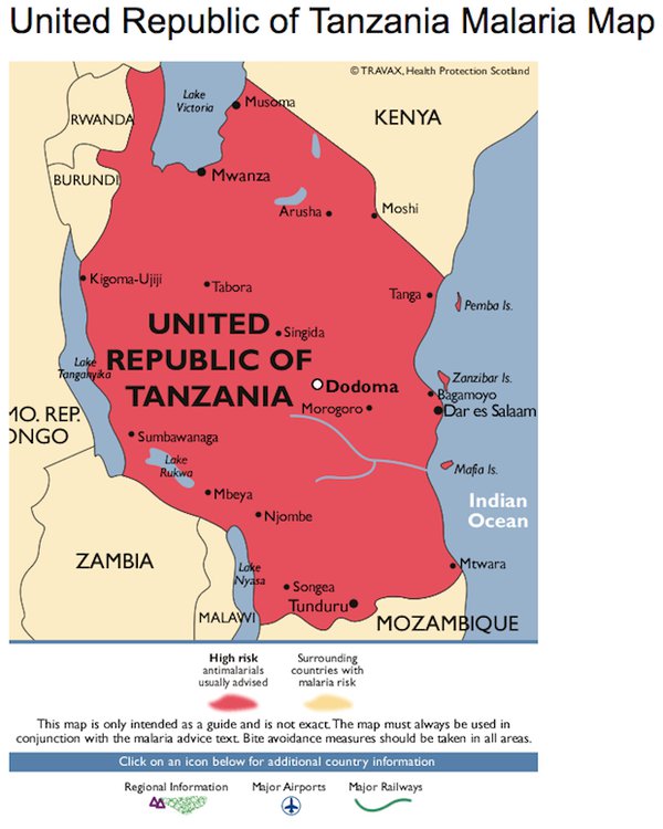 Tanzania Malaria high risk map