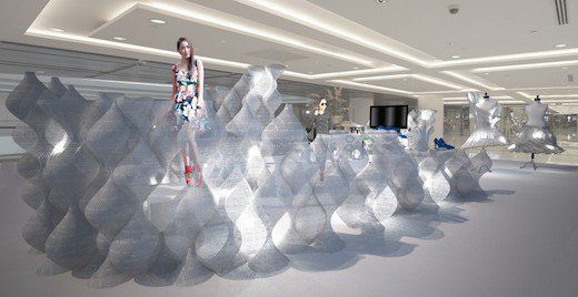 Rendered View showing the whole Pop-Up Store - Mamou-Mani