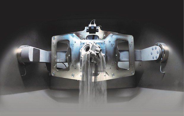 Parts are rotated in a sequence derived from their CAD geometry.