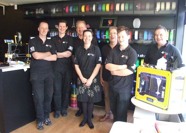 Dave, Trevor, Martin, Sarah, Paul, Ed and Dill at 3D Print World Aylesbury