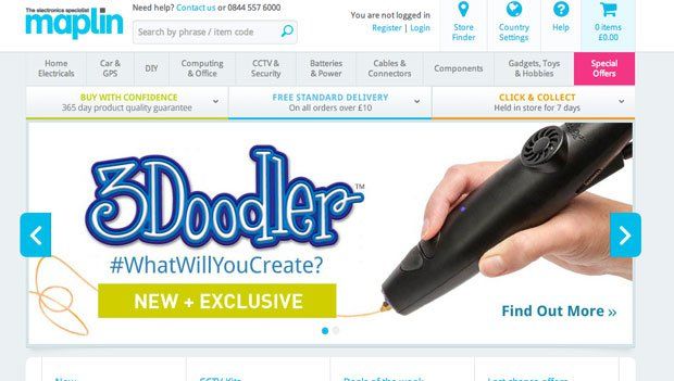 3Doodler available at Maplin      The 3D Printing Pen is now available at one of Britain's biggest high street retailers.