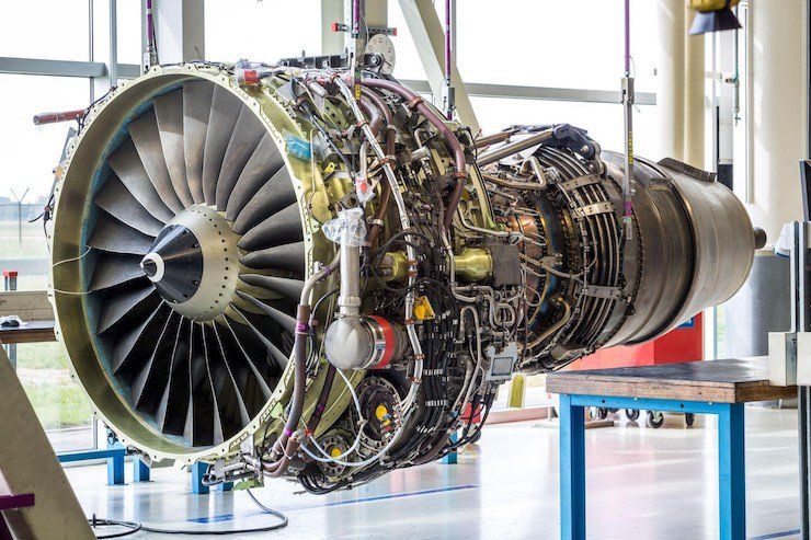 Gas engine undergoing overhaul at an MRO facility. - Optomec
