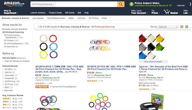 Amazon launches Business, Industrial & Scientific store for 3D printing supplies