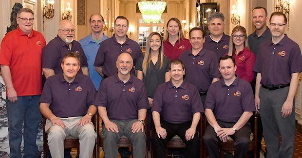 Front row (L to R): Steve Deak, Paul Bates, Gary Rabinovitz and Vince Anewenter. Back row (L to R): Derek Ellis, Mark Abshire, Carl Dekker, Tom Sorovetz, Jamie Cone, Kim Killoran, Todd Gri...