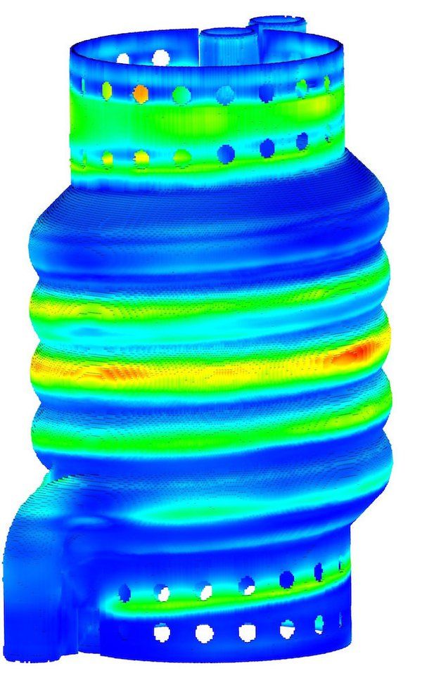 ANSYS_Inc___Additive_Print                Simulation results from ANSYS Additive Print showing displacement for a heat exchanger part. - ANSYS