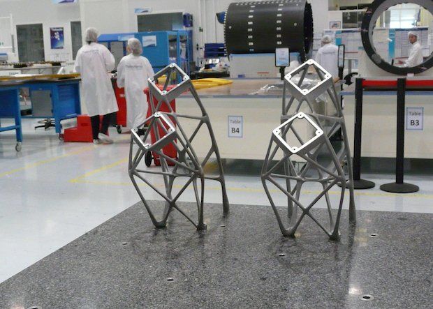 Europe’s largest additively manufactured part in orbit: an antenna support for satellites made of aluminium.