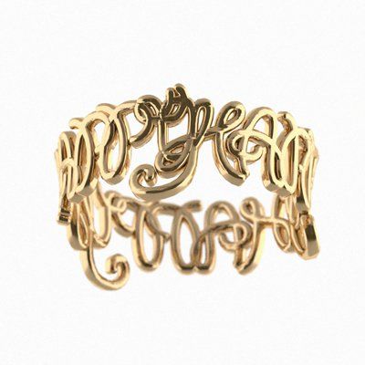 Personalised 3D printed ring in Gold.