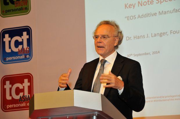 Dr Hans Langer, CEO of EOS, was one of the executive keynotes at TCT Show + Personalize 2014.