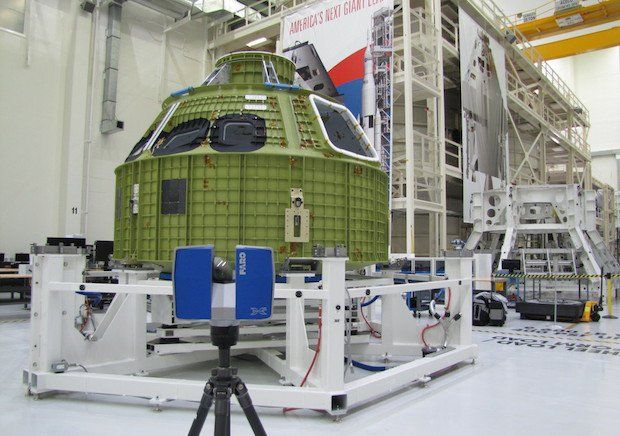 Faro 3D scanning Orion crew module.