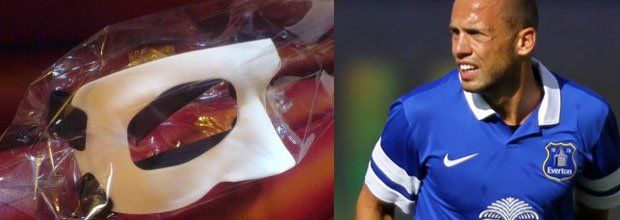 Heitniga Mask      John Heitinga has a mask 3D Printed for his game on Saturday - Cavendish Imaging/Sky Sports