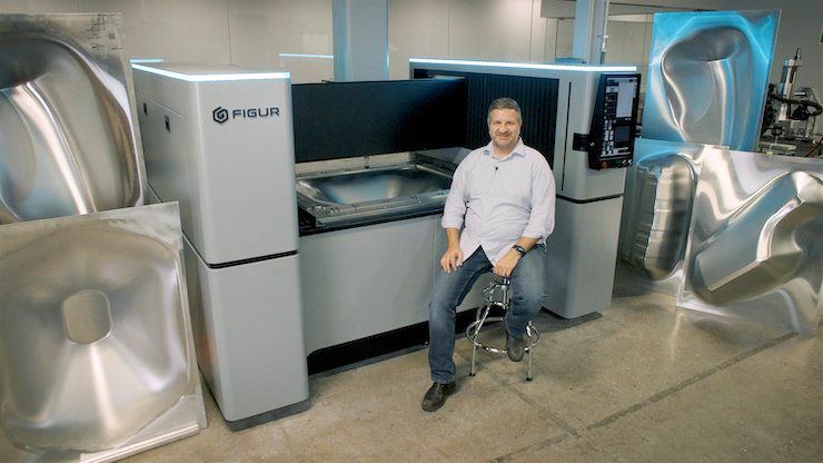 Justin Nardone, CEO of Figur, a Desktop Metal brand, shown with the Figur G15 machine tool with Digital Sheet Forming (DSF) technology. - Desktop Metal
