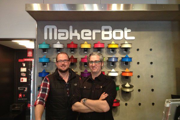 Jim and Bre at MakerBot Store      Gratuitous use of 'Jim and Bre in Manhattan' photo in attempt to get cool by osmosis — have Stratasys had the same idea?