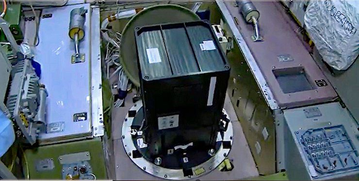 3D printed Mini-EUSO placed on an earth-facing window of the Russian Zvezda module of the ISS.      3D printed Mini-EUSO placed on an earth-facing window of the Russian Zvezda module of th...