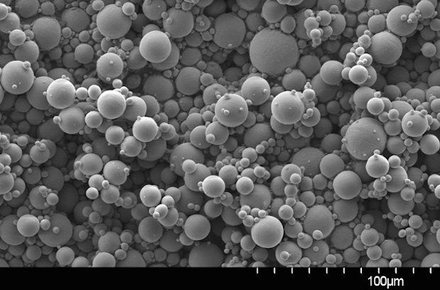 Plasma atomised titanium powder.