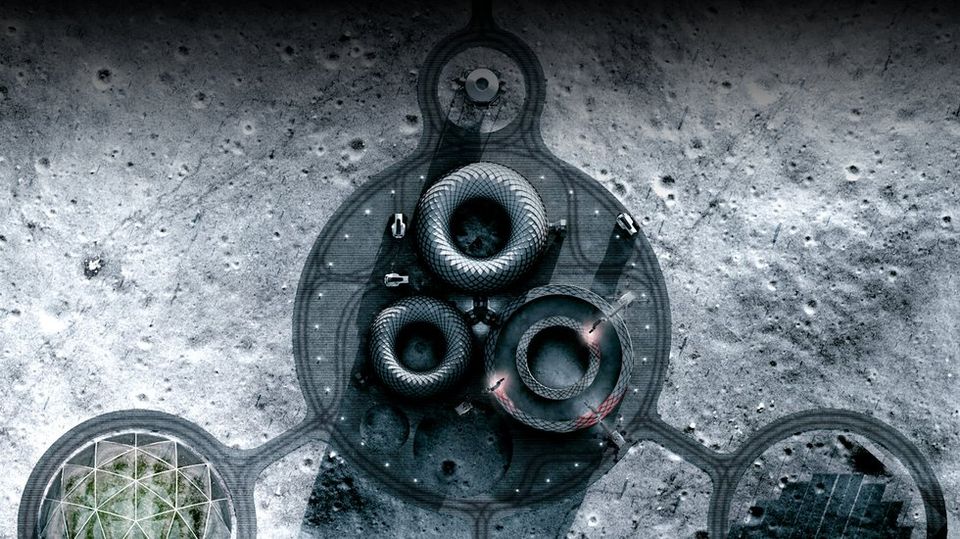 Project Olympus concept render for lunar construction. - BIG and ICON