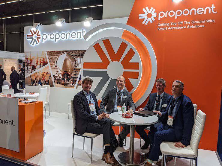 Peter Leys, Materialise Executive Chairman, with Proponent CEO Andrew Toddhunter, Proponent VP Erik Krol and Materialise Aerospace Business Development Manager Rico Engelman at the agreeme...