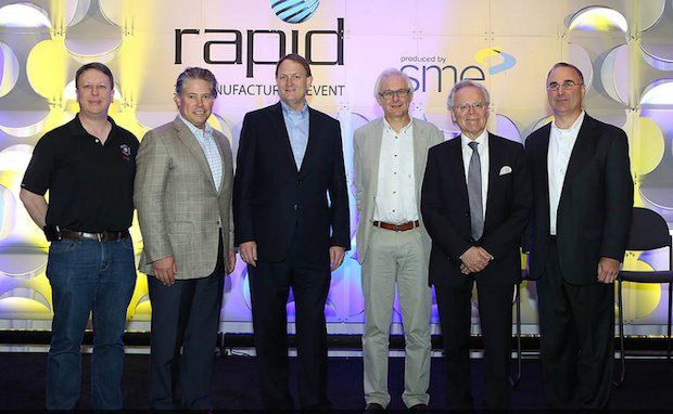 Previous SME Additive Manufacturing Industry Achievement Award winners with 2016 winner Hans Langer.