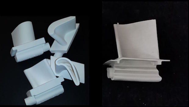 Renaissance-Services      Left, 3D printed moulds produced by Renaissance Services' Perfect-3D division and right, a typical nickel-based alloy airfoil casting produced from the moulds. - ...
