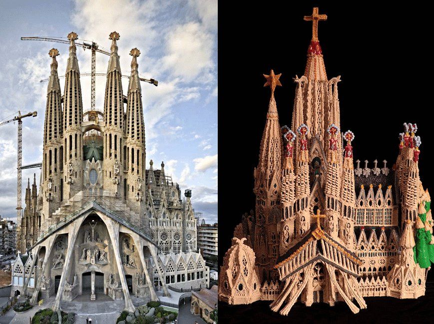 Sagrada Familia and the 3Doodled model      Sagrada Familia and the 3Doodled model