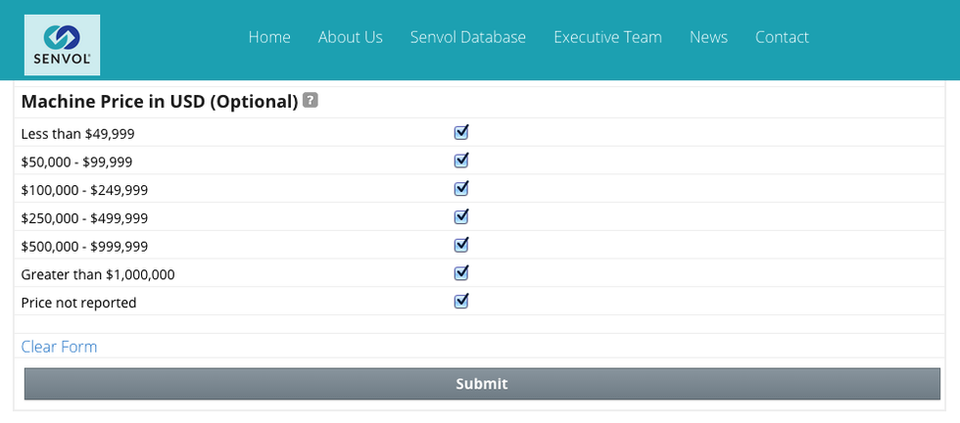 Senvol Database now allows additive manufacturing machine search by price.