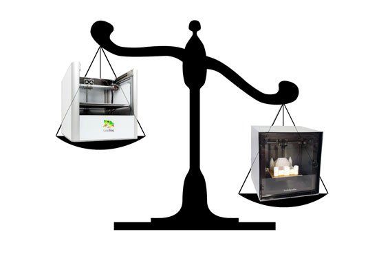 Solidoolde & Creatr in the balance      Image only for illustration of abstract concept and not representative of the relative weight, quality or indeed any characteristic of either printe...
