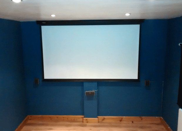 Speakers Mounted to the Wall      The completed Cinema Room