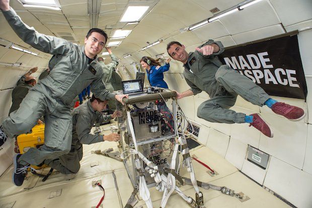 The Made in Space team test out 3D printing in micro-gravity environment