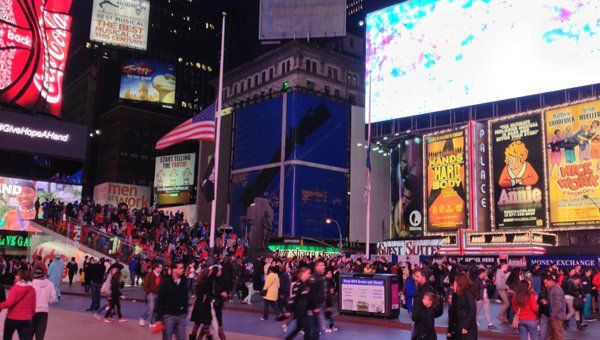 Times Square, NYC      Times Square, NYC — 39 million people apparently visit the square every year. At least half of them were there when we were.