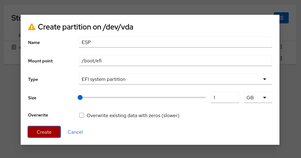 Install Fedora 42 with Snapshot and Rollback Support - Create EFI Partition