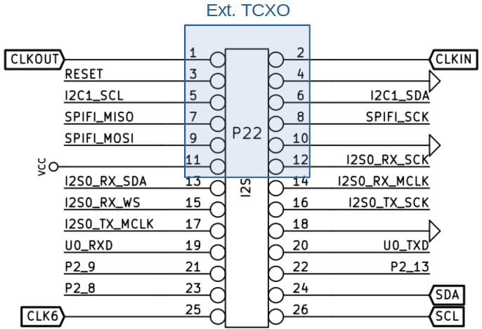 TCXO installs on the P22 connector, on pin 1