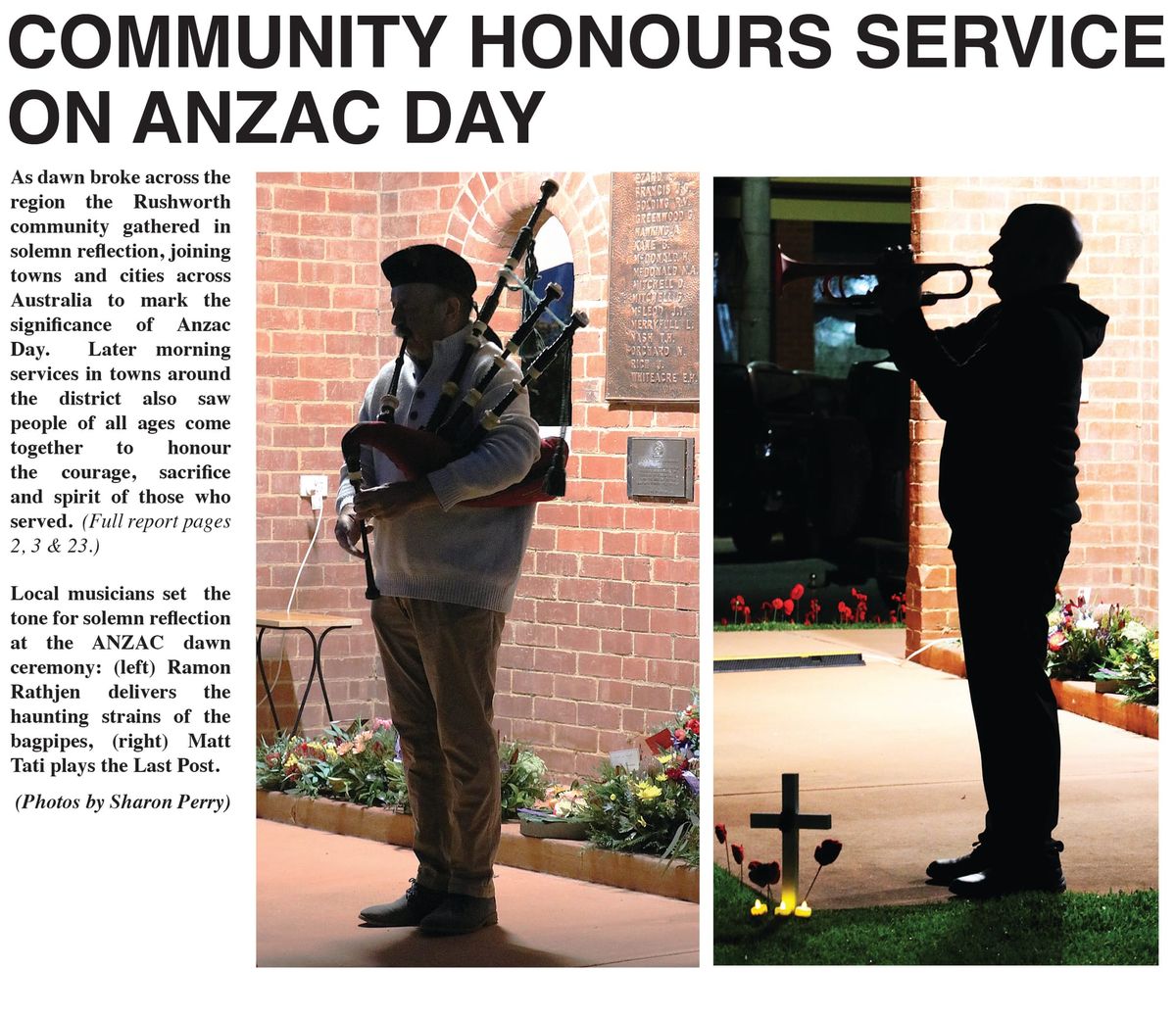 Community honours service on ANZAC day