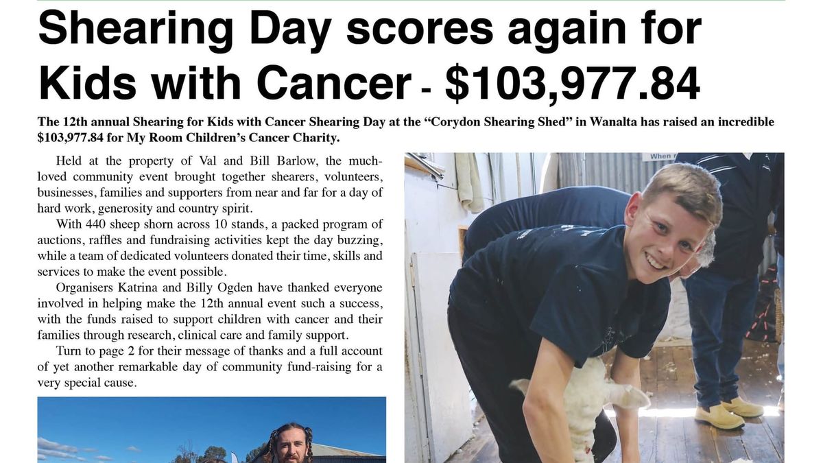 Shearing Day scores again for Kids with Cancer - $103,977.84