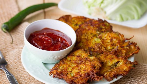 Cabbage and sweet potato fritters