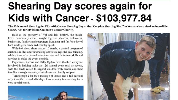 Shearing Day scores again for Kids with Cancer - $103,977.84