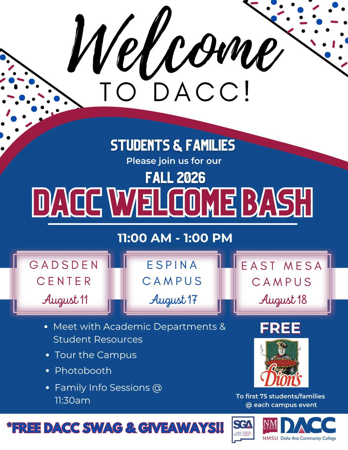 Students Invited to Welcome Back Bashes