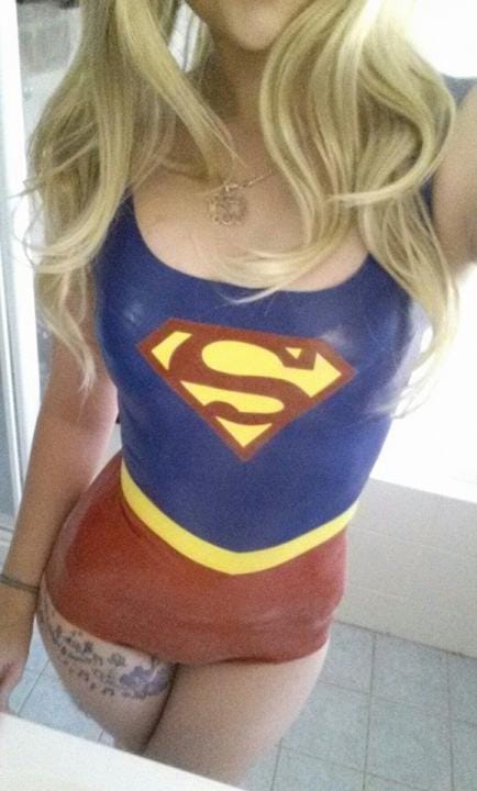 Supergirl in Latex Rubber Costume 03