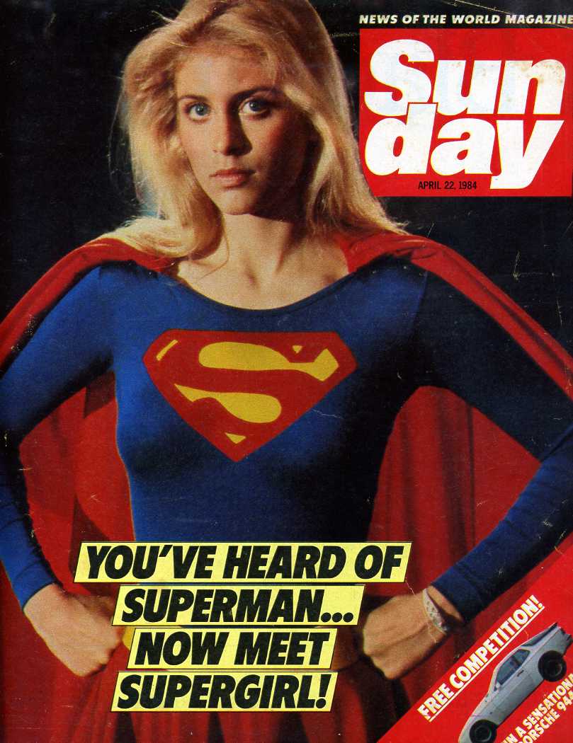 Helen Slater on the cover of Sunday as Supergirl promoting the Supergirl 1984 movie