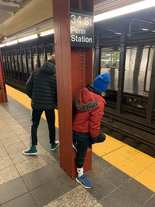 Straphangers in Manhattan