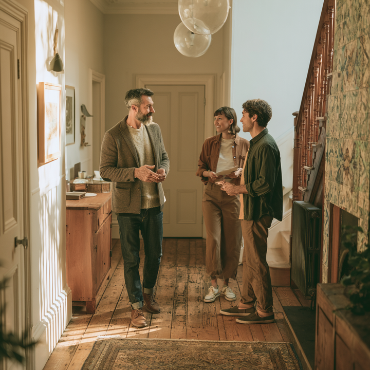 Symbolbild eines Immobilienmaklers mit Kunden