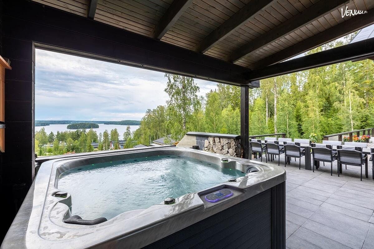 Ellin Villat / Villa Aalto & terassi, moderni huvila ja terassi juhliin.