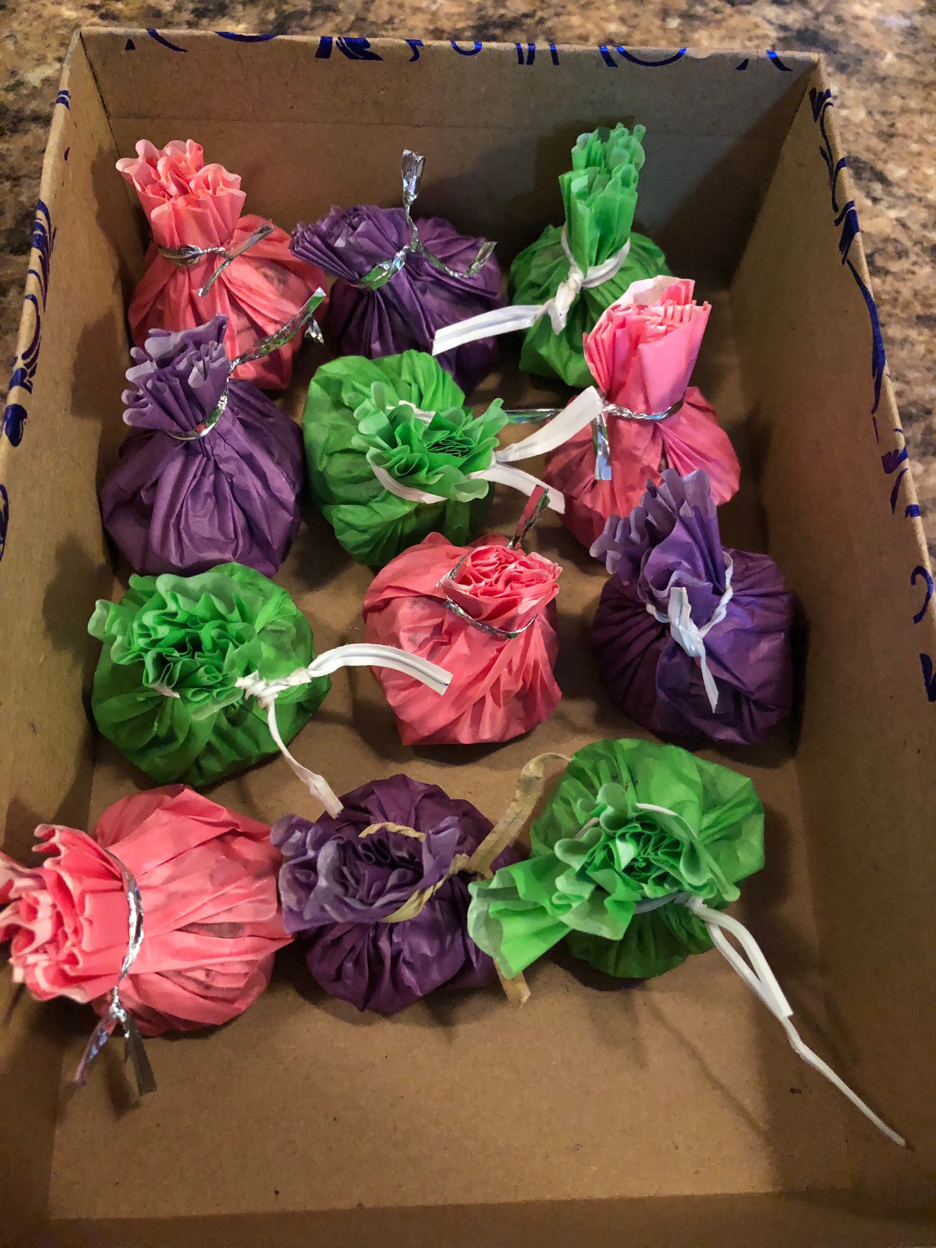 individually wrapped chocolates in a small box