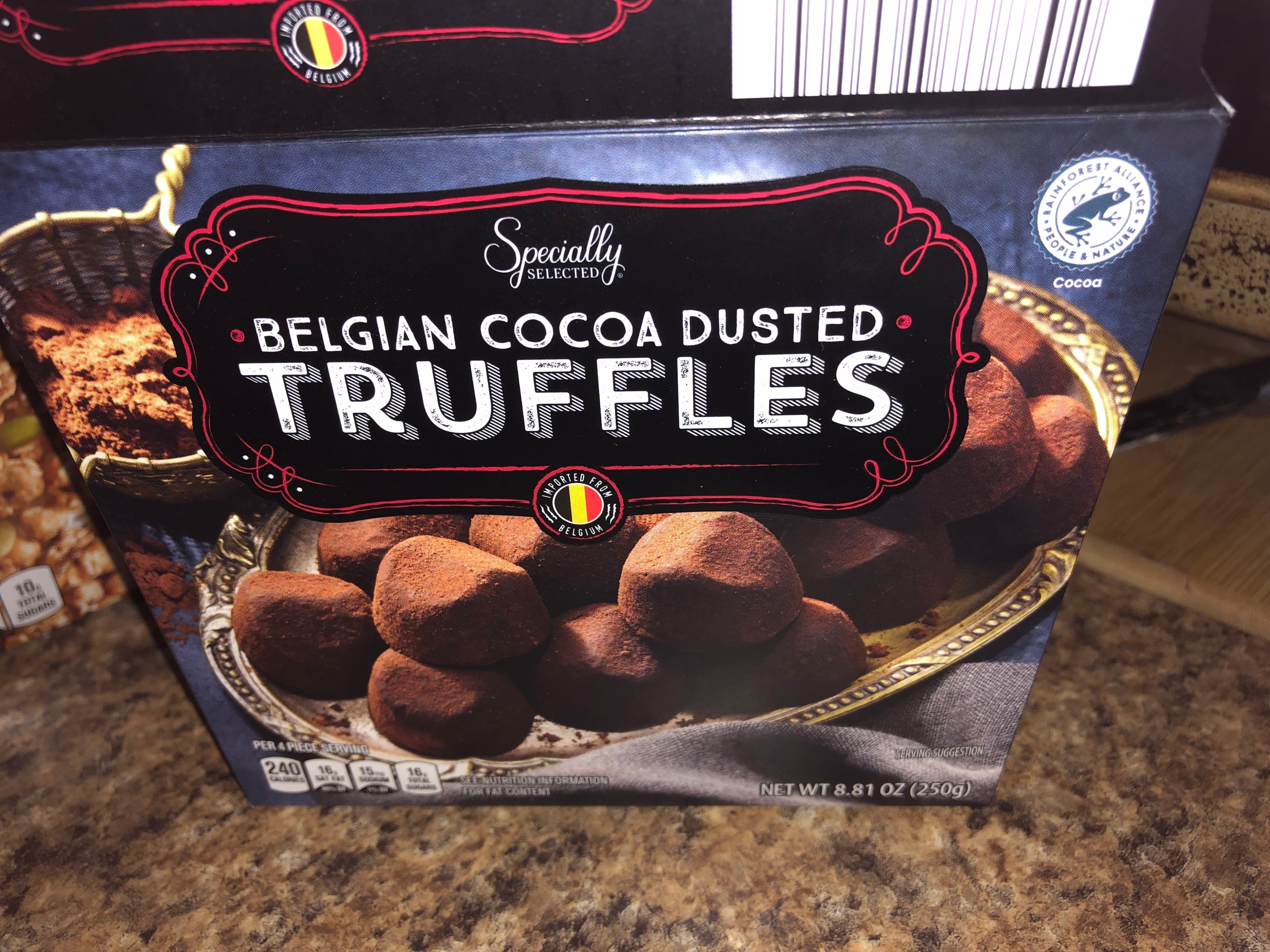 Belgian cocoa dusted truffles. Rainforest Alliance certified