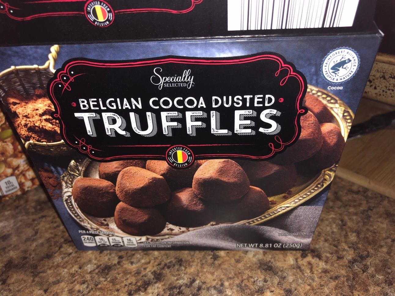 Belgian cocoa dusted truffles. Rainforest Alliance certified
