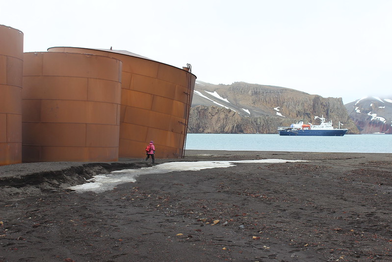 Deception Island - Whalers Bay - Ortelius at anchor