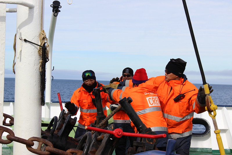Securing the Anchor for Drake Passage - Leaving Deception Island