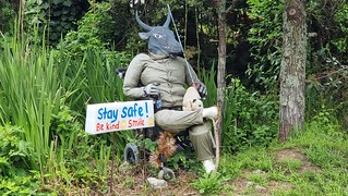 COVID Art, would be disturbing without the sign!