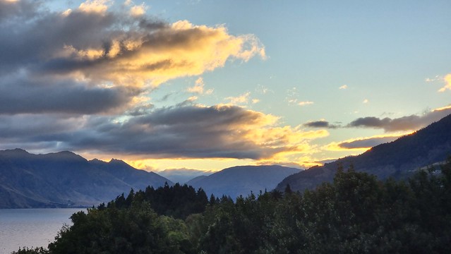 Sunset over Queenstown Lake Whakatipu