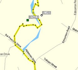 Map of bike route (Yellow is GPS track)
