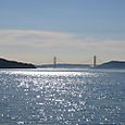 Golden Gate over a silver sea