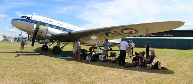 A DC 3 makes a very posh bus stop!